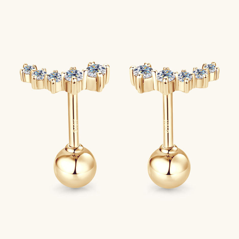Flower Design Gold Earrings with Moissanite in natural light