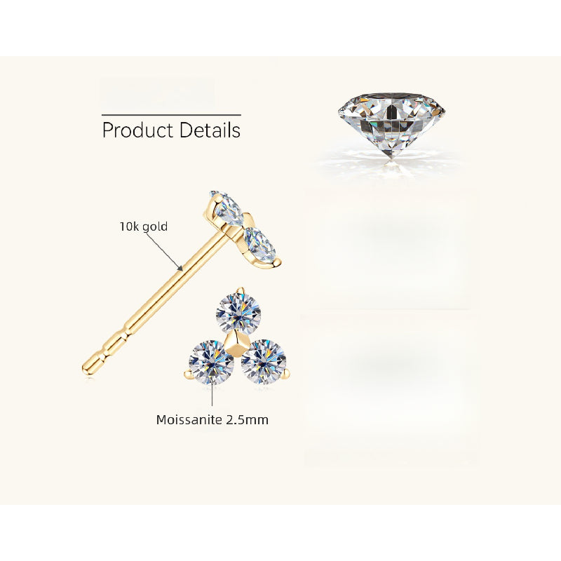 Stylish gold flower stud earring on clean white background