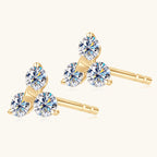 Secure post back of gold flower stud earring