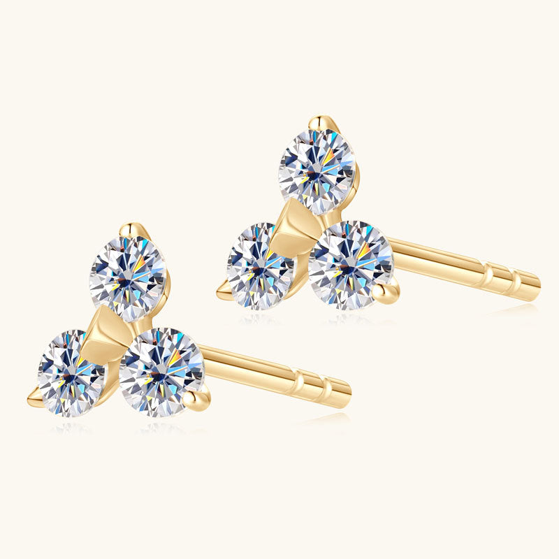 Secure post back of gold flower stud earring