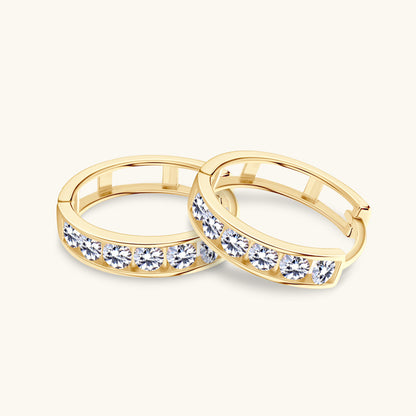 Elegant gold hoop earrings with moissanite stones