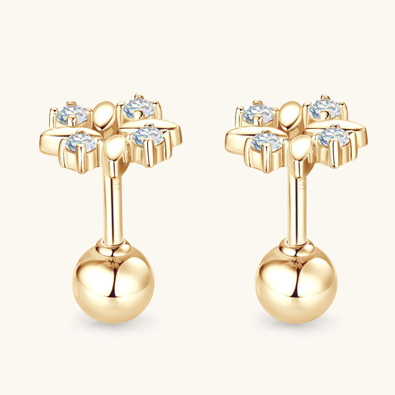 Earring highlighting leaf shape and gold finish