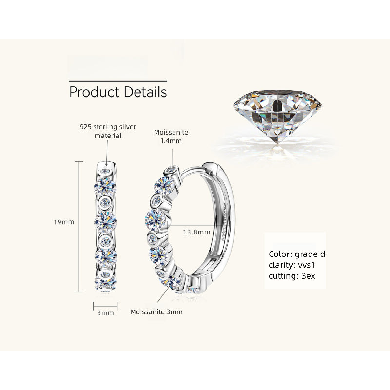 Round Moissanite Arrangement Earrings -  -  Luckinging