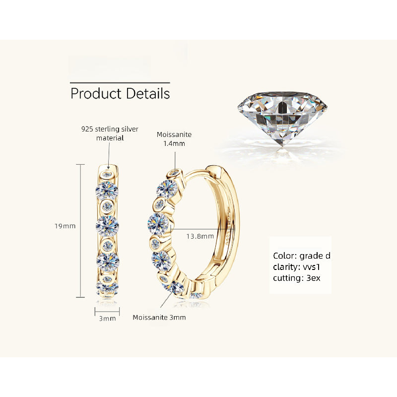 Round Moissanite Arrangement Earrings -  -  Luckinging