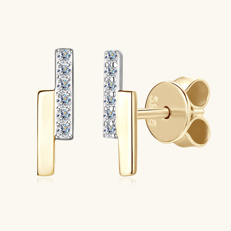 Front view of Luckinging small hoop silver earrings with moissanite stones