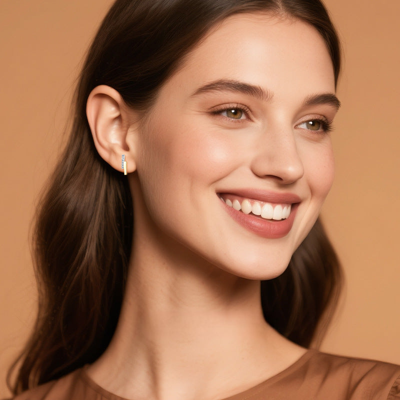 Side profile of Luckinging silver hoop earrings showing lightweight design