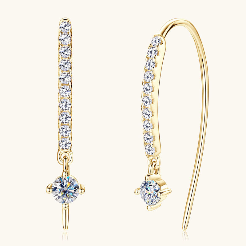 Luckinging Moissanite Huggie Earrings front view