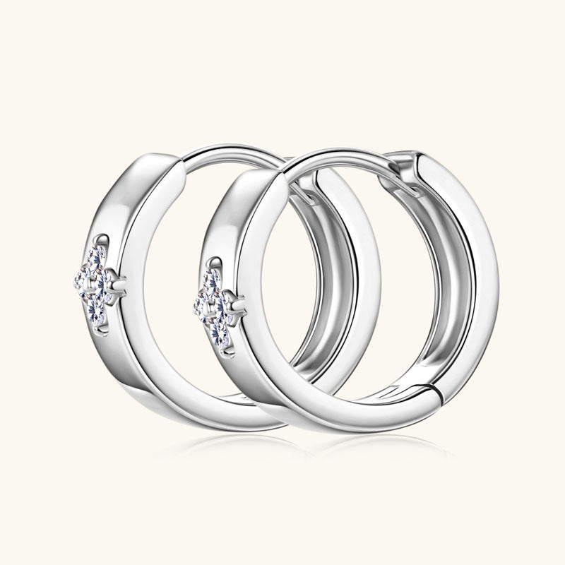 Side profile of Luckinging round huggie earrings