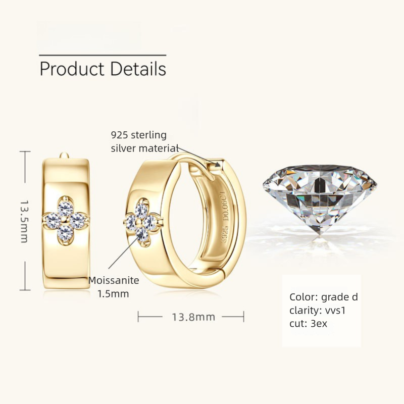 Image showing reflective surface of Luckinging silver huggie earrings