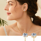 Elegant huggie earrings on model ear