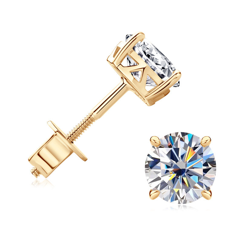 Huggie earrings with brilliant cut moissanite