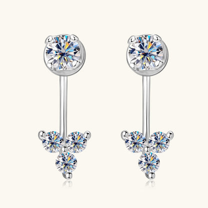 Macro close up of premium moissanite stones in luxury huggie earrings