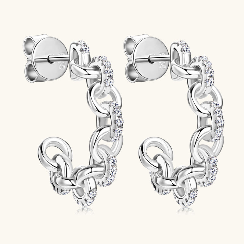 Luckinging Moissanite Chain Earrings side view