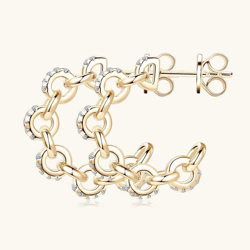 Luckinging Moissanite Chain Earrings detail of chain