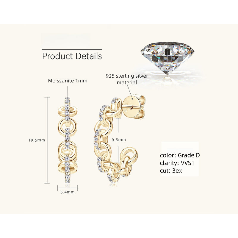 Luckinging Moissanite Chain Earrings top angle