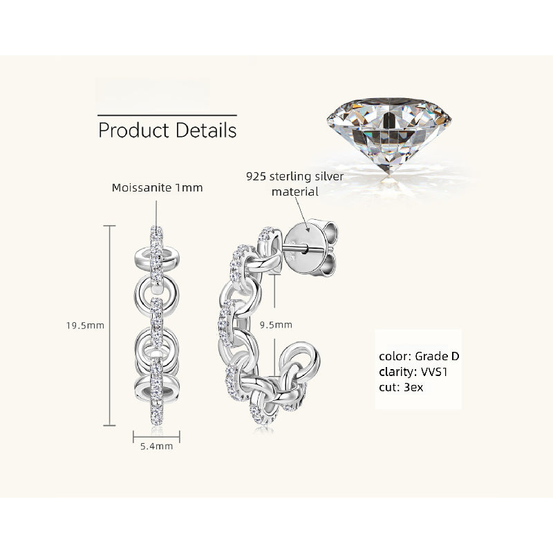 Luckinging Moissanite Chain Earrings profile view