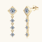 Front view of Luckinging Moissanite Chain Earrings showing main stone