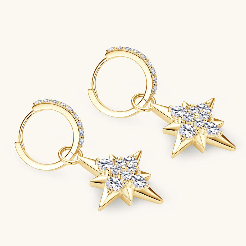 Luckinging moissanite dangle earrings detail closeup