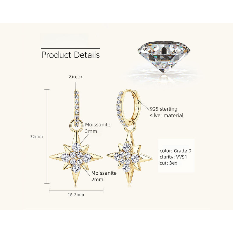 Luckinging moissanite dangle earrings silver setting