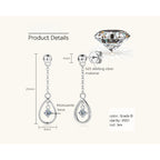Image of Luckinging moissanite earrings showing hanging chain and stone movement