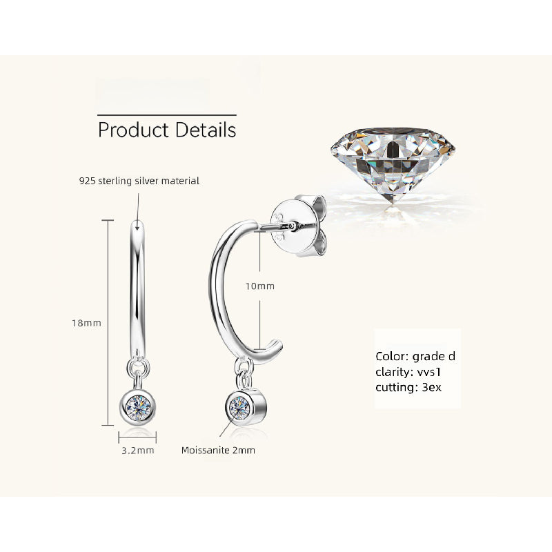 Half Open Moissanite Earrings -  -  Luckinging