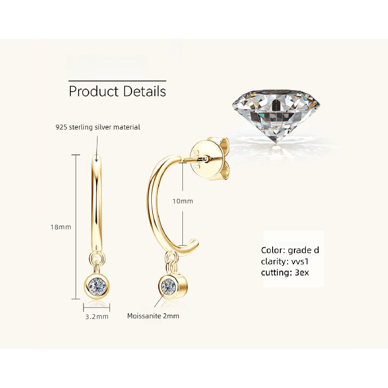 Half Open Moissanite Earrings -  -  Luckinging