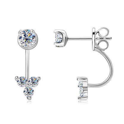 Side angle view of C-shape moissanite huggie hoop earrings design