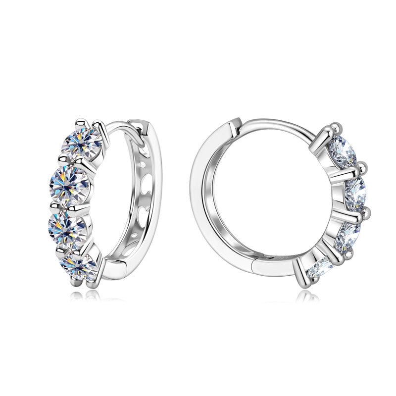Profile view of Luckinging Moissanite Huggie Earrings