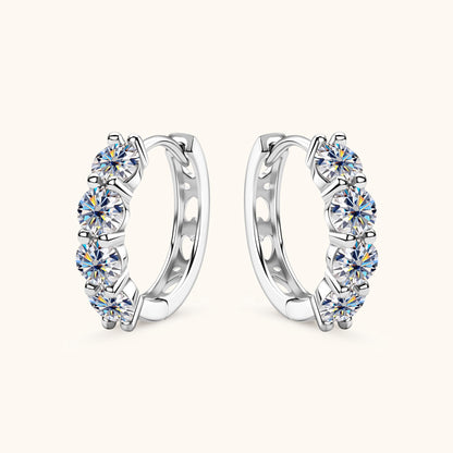 Luckinging moissanite huggie hoop earrings in sterling silver with brilliant sparkle