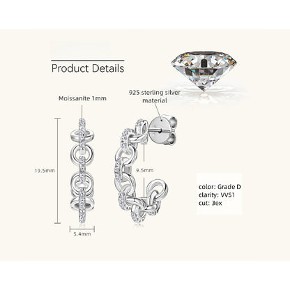 Complete set view Luckinging moissanite luxury chain earrings premium sterling silver dangle jewelry