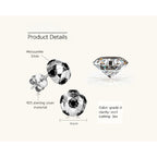Minimalist black moissanite stud in polished silver football shape