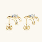 Detail of Moissanite stone in Luckinging Sterling Silver Earrings