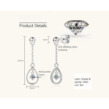 Moissanite teardrop hanging earrings demonstrating elegant style