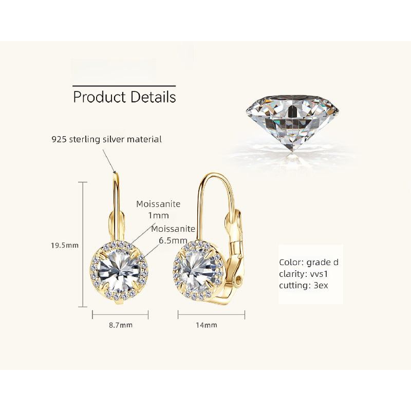 Bright shot emphasizing the sparkle of the Moissanite in the Luckinging Earrings