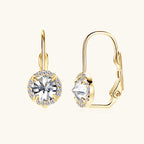 Front view of Luckinging Nap Moissanite Earrings showing smooth silver design