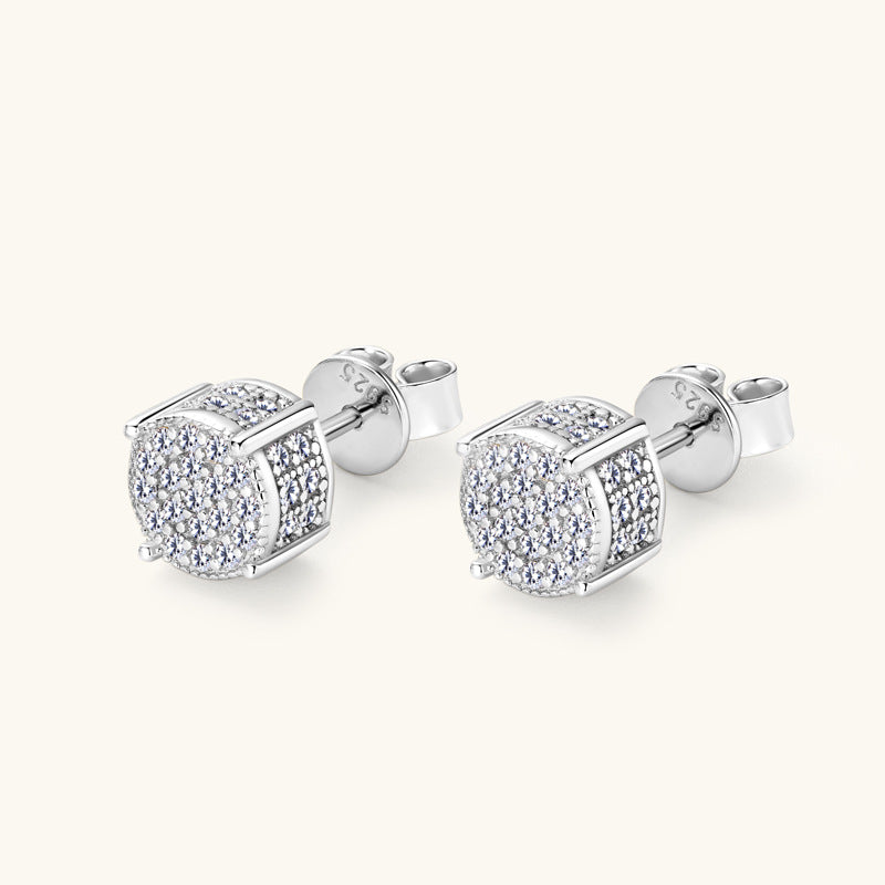 Secure prong setting back view of moissanite stud earrings with butterfly backs