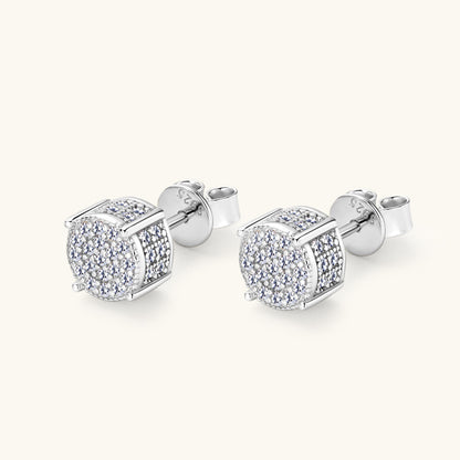 Secure prong setting back view of moissanite stud earrings with butterfly backs