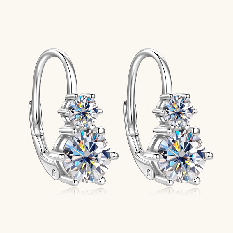 Six-Claw Double Moissanite Diamond Earrings -  -  Luckinging