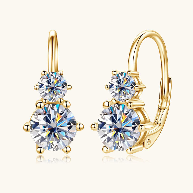 Six-Claw Double Moissanite Diamond Earrings -  -  Luckinging