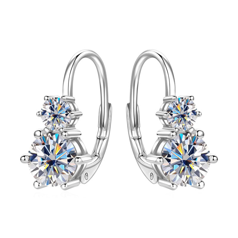 Six-Claw Double Moissanite Diamond Earrings -  -  Luckinging