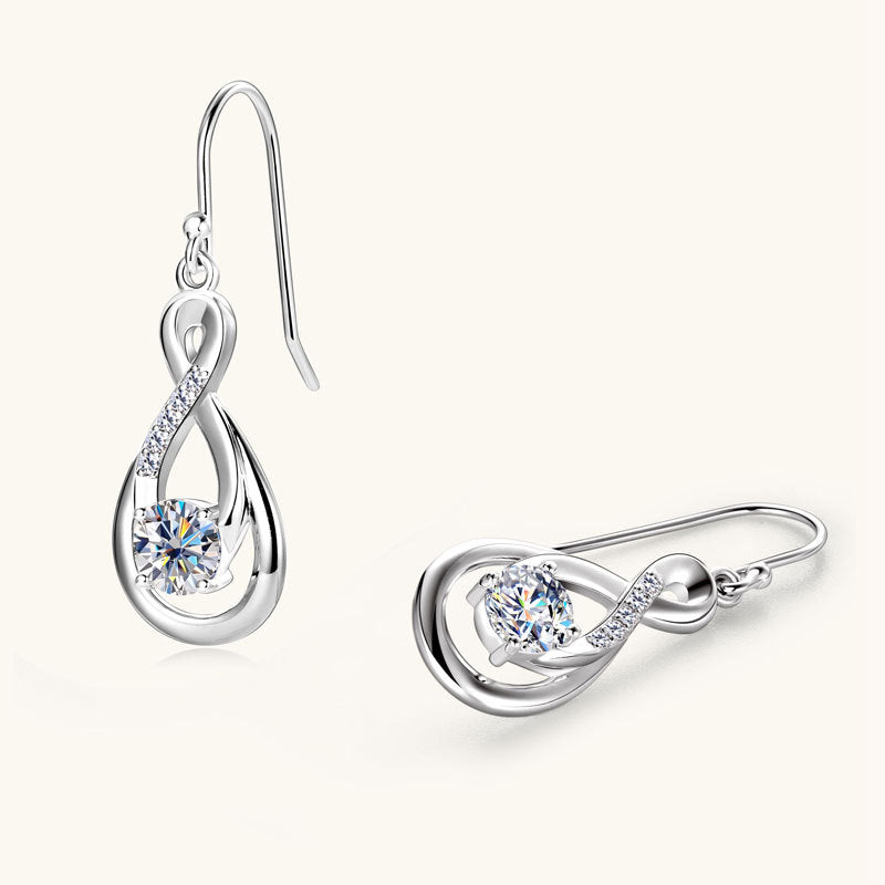 Elegant silver water drop earring with sparkling center stone