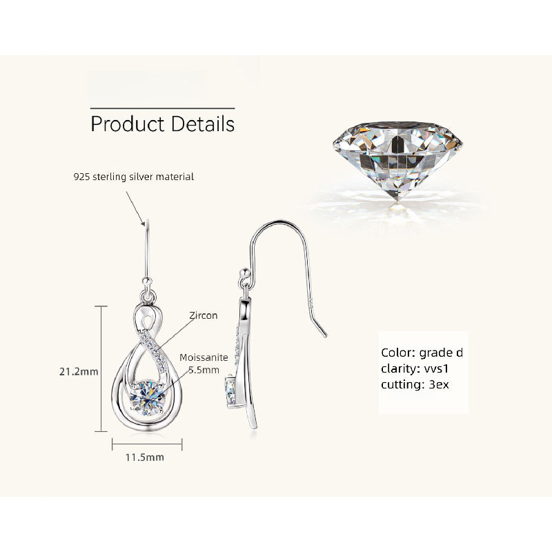 Overall product image of luckinging silver moissanite earrings pair