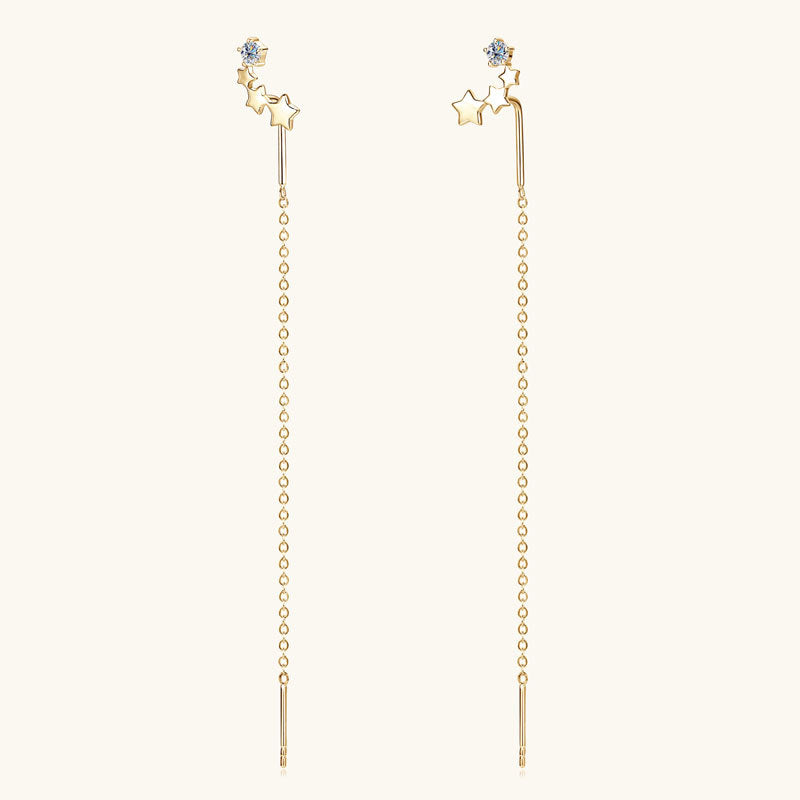 Luckinging star dangle earrings with moissanite top star