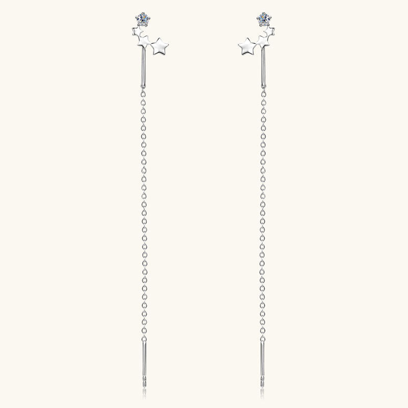 Close-up of Luckinging star dangle earrings design