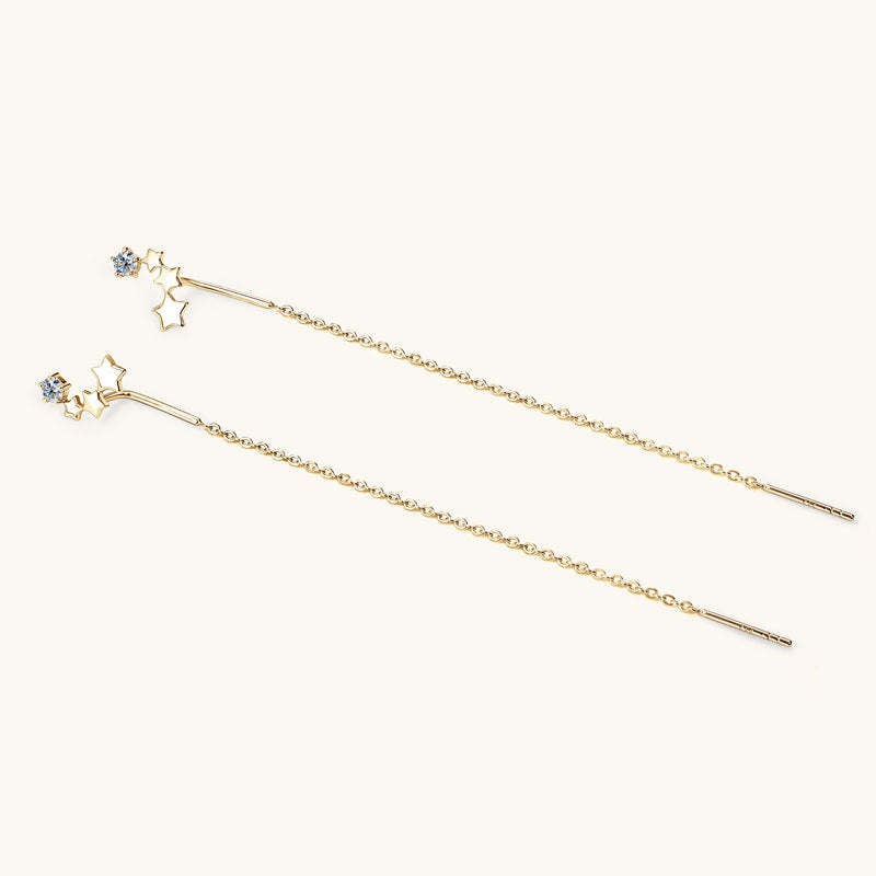 Side view of Luckinging star dangle earrings