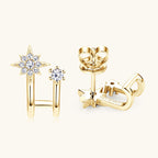 Close-up of Luckinging star moissanite earrings showing silver and stone detail