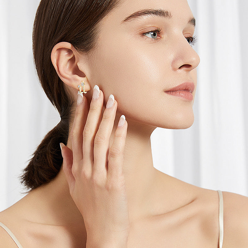 Overall product view of Luckinging star moissanite stud earrings