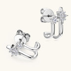 Side profile of Luckinging huggie star earrings with moissanite stones
