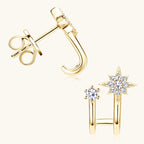 Front view of double octagonal star design in sterling silver