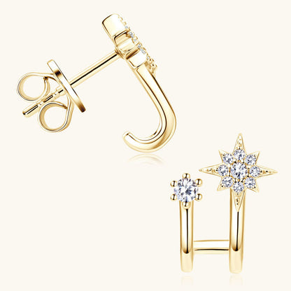 Front view of double octagonal star design in sterling silver